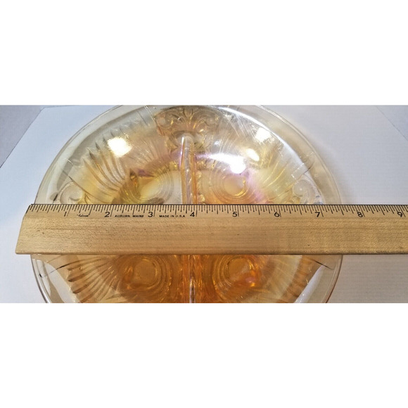 Vintage Depression Carnival Glass Marigold Candy Dish Granny Core - Picture 6 of 7